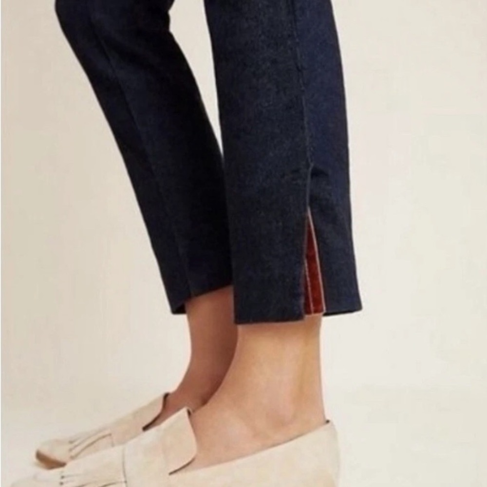 By Anthropologie skinny slit front hem black trouser